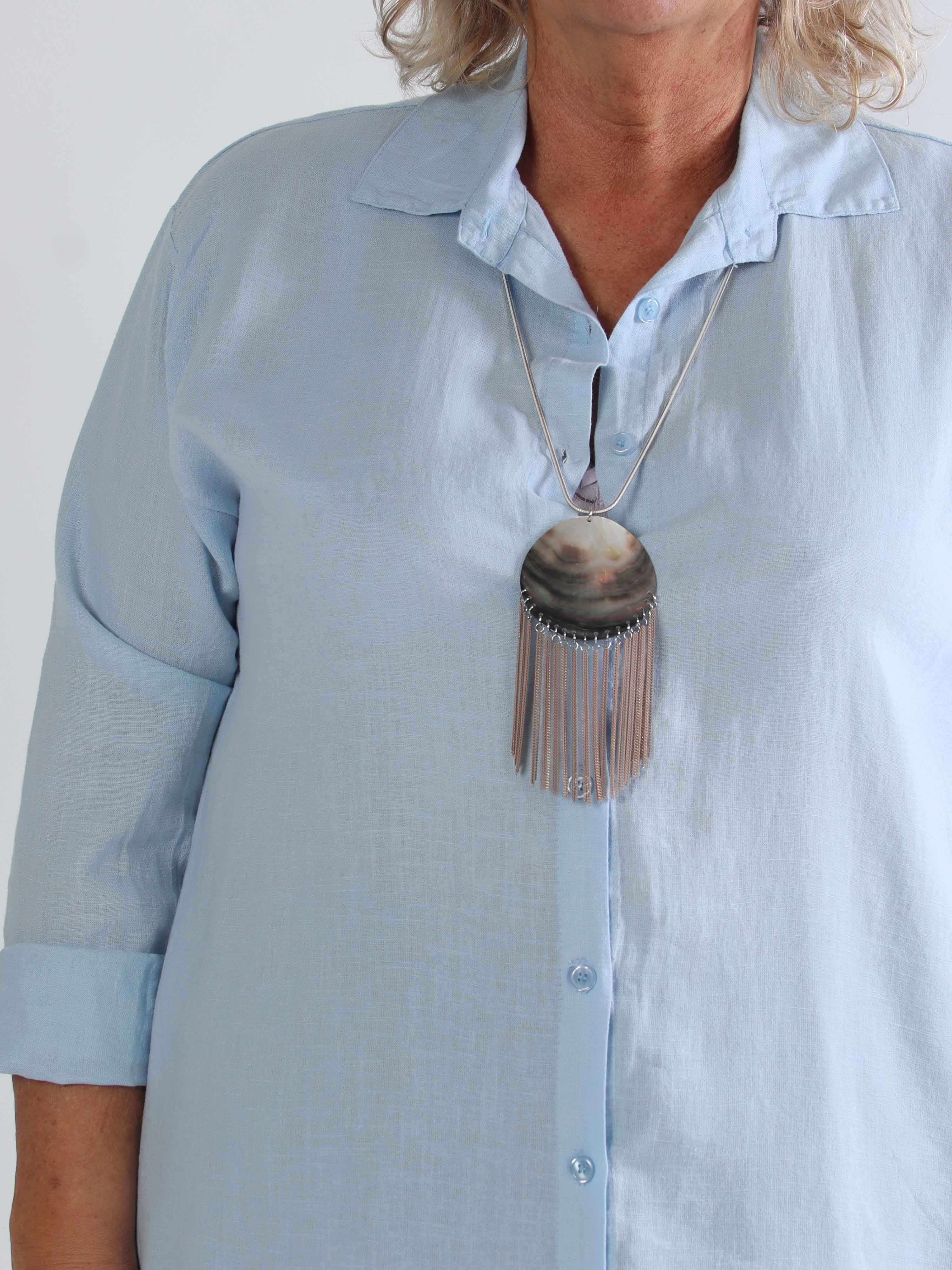 Clara Dress - Plus size skjortekjole i viskose og hør